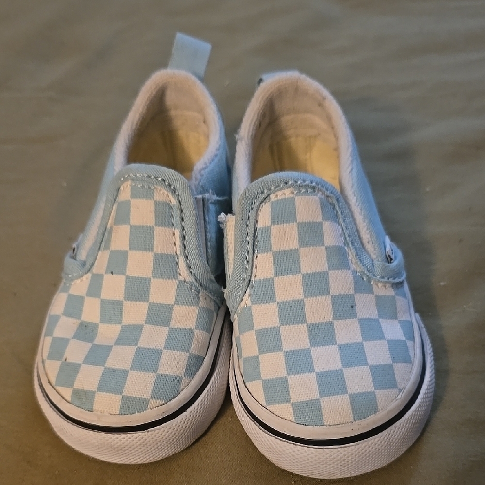 Kids Blue Checkered Slip-On Shoes